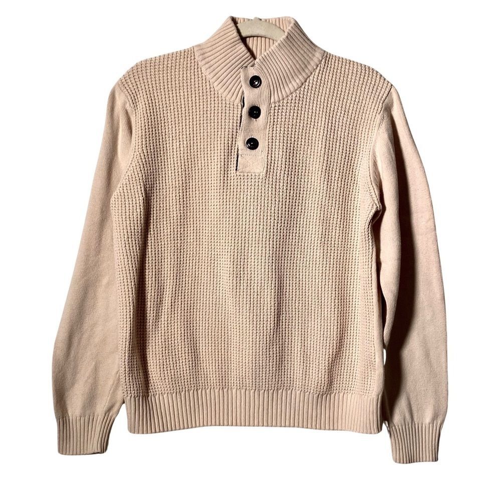 Weatherproof Vintage Mock‎ Neck Shaker Knit Sweater Beige Men’s Size M